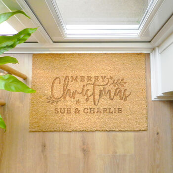 Personalised Merry Christmas Rectangular Indoor Doormat, 6 of 6