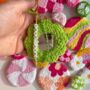 Green Floral Mirror Handmade Punch Needle Keyring, thumbnail 2 of 2