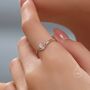 Sterling Silver Pear Shape Cz Droplet Chevron Ring, thumbnail 6 of 12