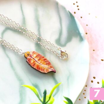 Houseplant Leaf Wooden Charm Chain Necklace, 7 of 12