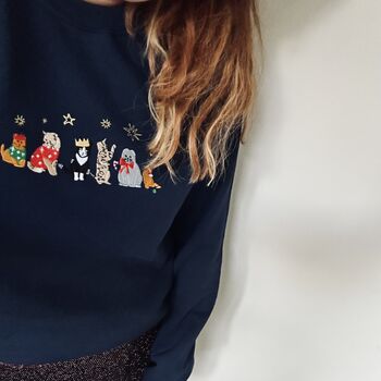 Christmas Cats Embroidered Sweatshirt, 3 of 9