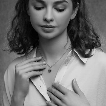 Silver Peacock Blue Acorn Necklace, 5 of 8