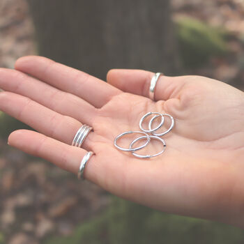 Silver Hoop Earrings Simple Everyday Jewellery, 3 of 6