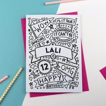 Personalised Colouring Card Birthday, 2 of 3