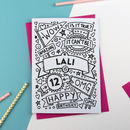 personalised colouring card birthday by a is for alphabet