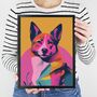 Pink Dog Portrait Illustration Art Print, thumbnail 2 of 4