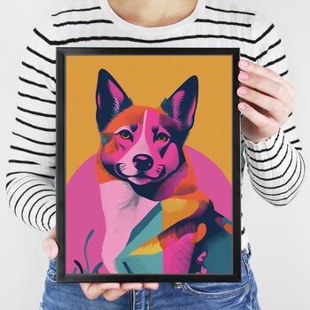 Pink Dog Portrait Illustration Art Print, 2 of 4