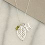 Leaf Necklace With Initial And Birthstone, thumbnail 1 of 4