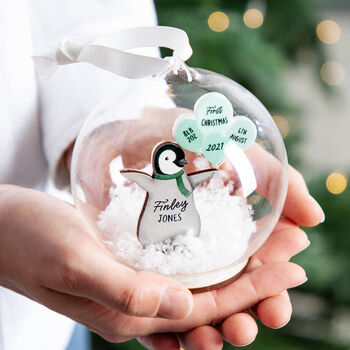 Penguin First Christmas Baby Details Bauble, 4 of 7