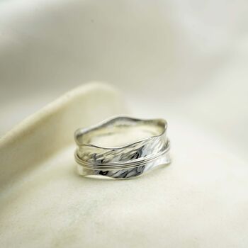 Textured Sterling Silver Spinning Ring, 4 of 8