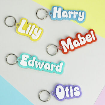 Two Colour Acrylic Personalised Name Keyring, 3 of 5