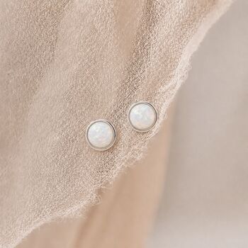 6mm Sterling Silver Opal Stud Earrings, 2 of 8