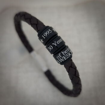 Personalised Leather Bracelet 30th Birthday Gifts For Him, 3 of 4