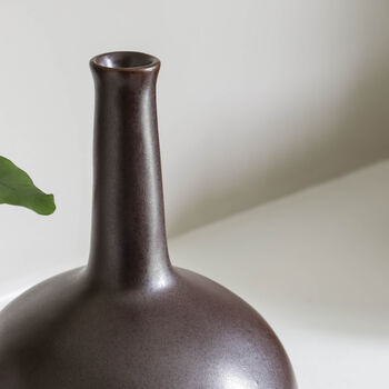 Dark Bulbous Ceramic Vase, 2 of 3