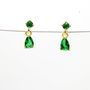 Green Drop Earrings Rose Or Gold Plated 925 Silver, thumbnail 3 of 5