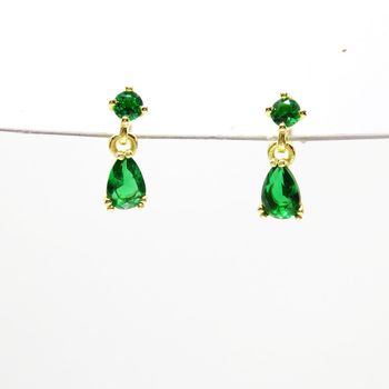 Green Drop Earrings Rose Or Gold Plated 925 Silver, 3 of 5