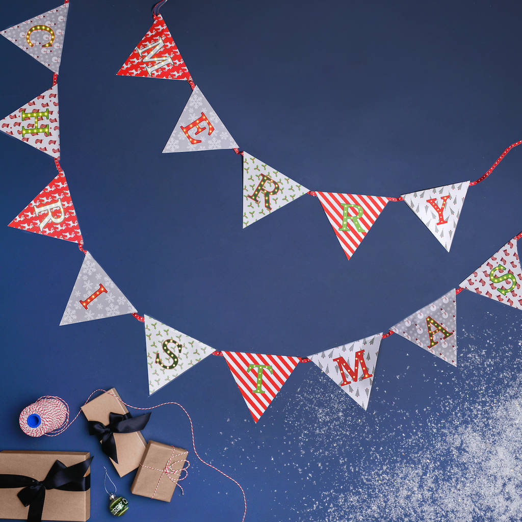 merry christmas light up bunting by letteroom | notonthehighstreet.com