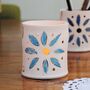 Pencil And Tealight Holder Blue Flower Design, thumbnail 5 of 8