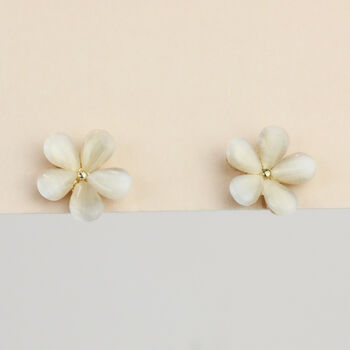 Simple Pearlescent Flower Stud Earrings, 2 of 3