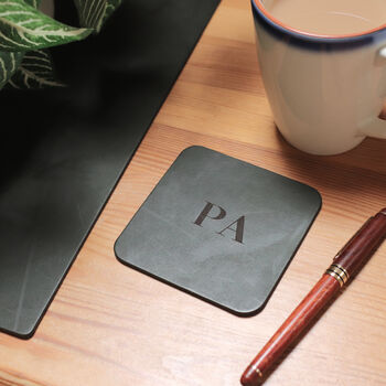 Personalised Initials Leather Mouse Pad And Coaster Set, 5 of 11