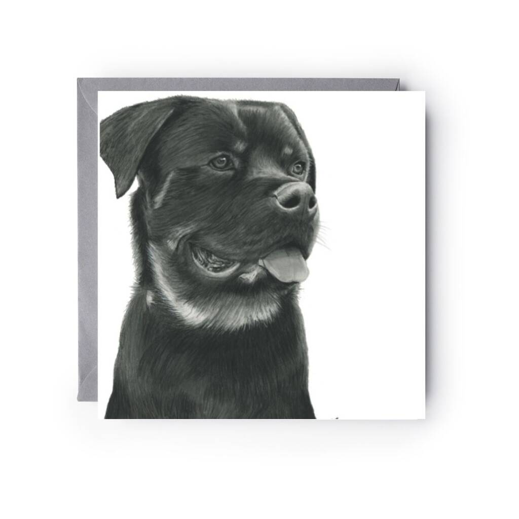 Rotweiller Dog Hand Drawn Greeting Card, 1 of 2