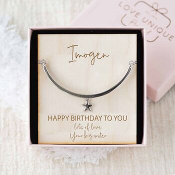 Silver Crystal Star Drawstring Bracelet In Personalised Gift Box, 4 of 6