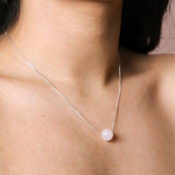 Semi Precious Stone Ball Pendant Necklace In Silver, 3 of 8