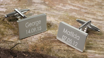 Personalised Name And Date Cufflinks, 2 of 3