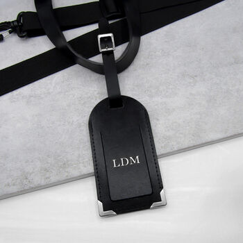 Handmade Personalised Metallic Edge Leather Luggage Tag, 2 of 7