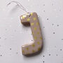 Personalised Handmade Pink And Gold Star Clay Hanging Letter, thumbnail 2 of 4