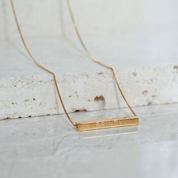 Gold Or Silver Engraved Bar Necklace, 2 of 7