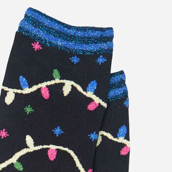 Women's Bamboo Socks Black Sparkly Party Lights, 3 of 3