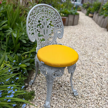 Circular Round Garden Outdoor Seat Pads Plain Mustard Yellow, 2 of 5