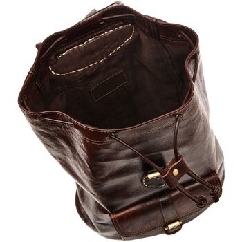 Drawstring Leather Backpack Chocolate Brown Sac A Do, 5 of 5