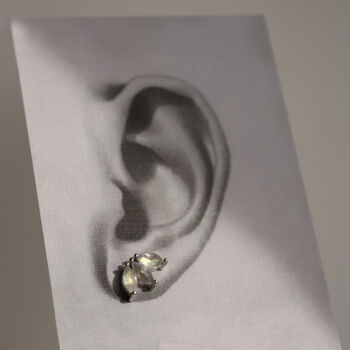 Labradorite Lotus Stud Earrings, 2 of 6