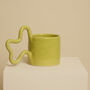 Chartreuse Handmade Ceramic Mug With Wiggle Handle, thumbnail 4 of 6