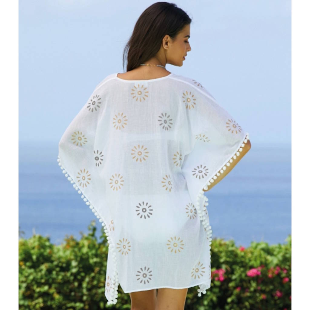 white kiki sun cotton beach kaftan by aspiga  notonthehighstreet.com