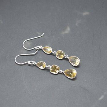 Citrine Teardrop Dangle Earrings: 925 Silver, 3 of 9