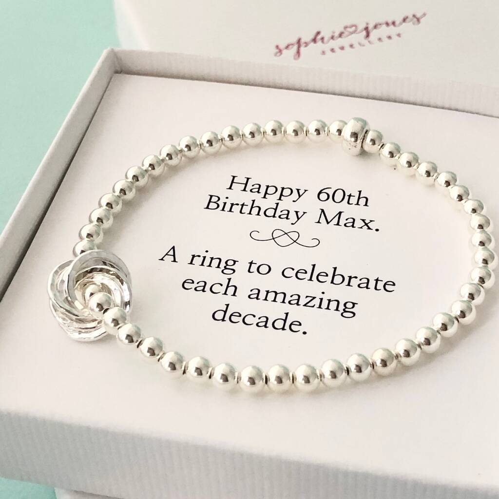 60th Birthday Sterling Silver Bracelet, 1 of 6