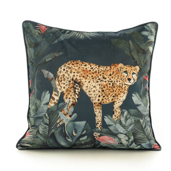 Cheetah Soft Velvet 50cm X 50cm Cushion Including Pad, 2 of 3