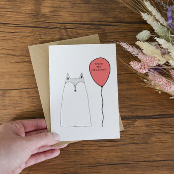 Personalised Teacher Thank You Fox Card With Balloon, 2 of 3