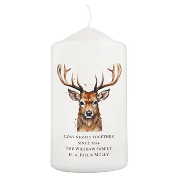 Personalised Watercolour Stag Pillar Candle, 5 of 5