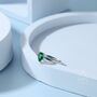 Sterling Silver Created Green Emerald Droplet Ring, thumbnail 5 of 11