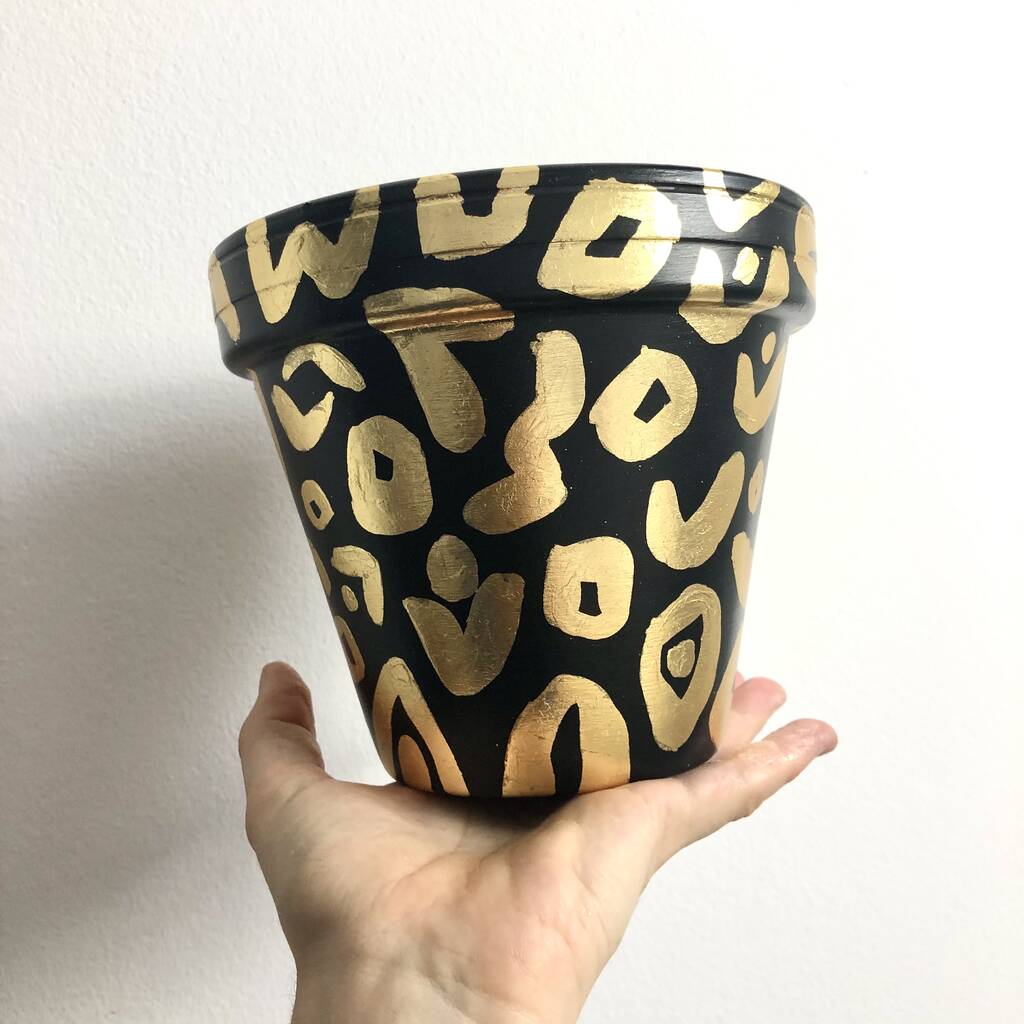 Gold Leaf Leopard Print Plant Pot, 1 of 5