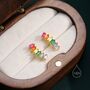 Sterling Silver Rainbow Baguette Cz Stud Earrings, thumbnail 2 of 11