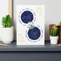 Leo And Virgo Constellation Star Sign Birthday Card, thumbnail 1 of 2