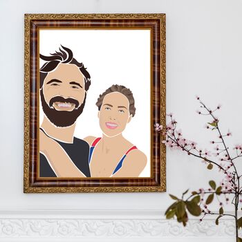 Custom Wedding Engagement Couple Family Portrait Print, 11 of 11