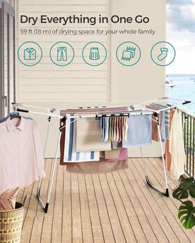 Clothes Drying Rack Space Saving Winged Clothes Airer, 8 of 12