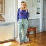 Women's 'Moss' Herringbone Brushed Cotton Pyjama Trousers, thumbnail 1 of 4