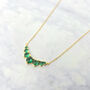Graduated Round Emerald Stones Gold Plated Necklace, thumbnail 1 of 4